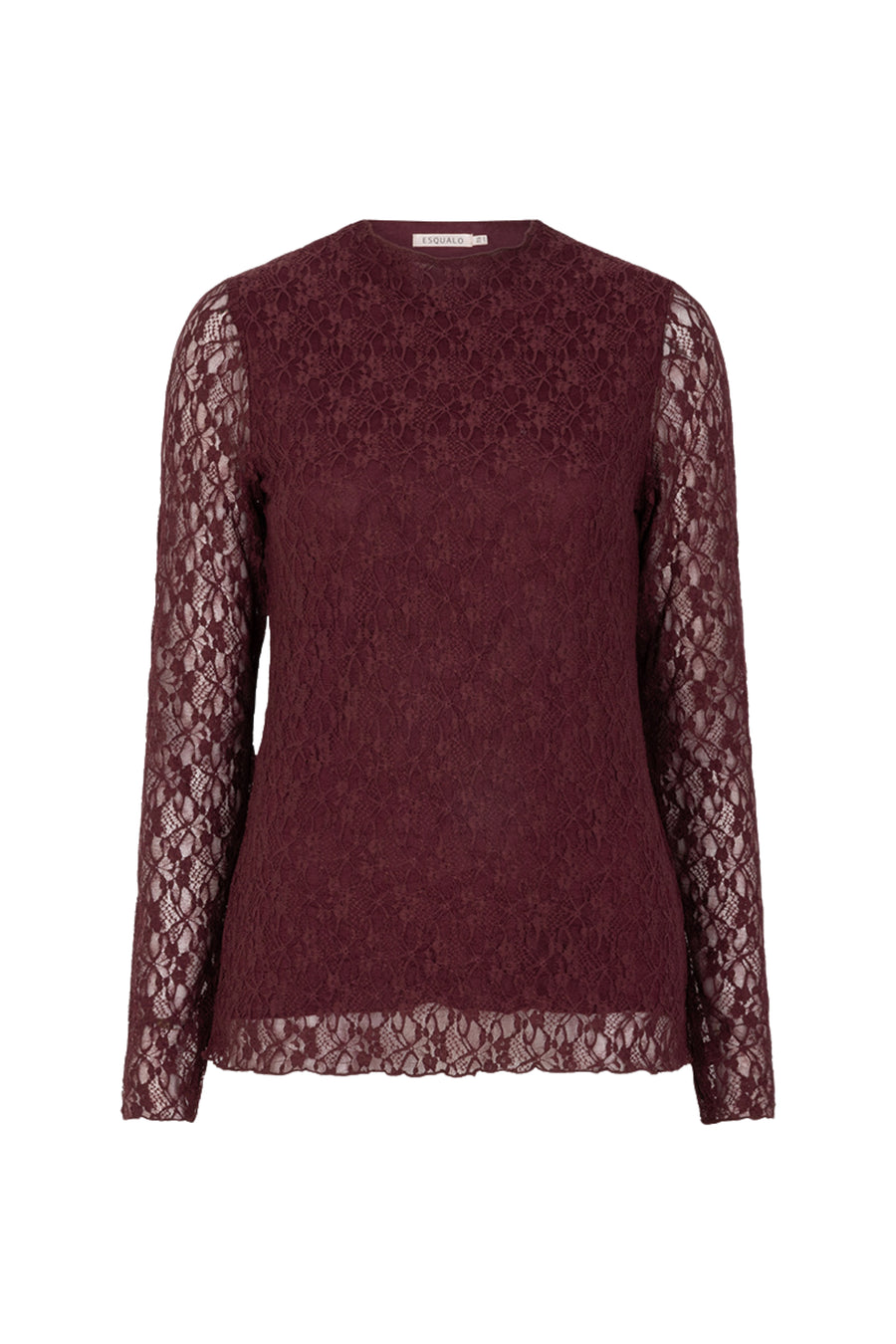 Lila lace top van EsQualo, model Monique, met fijne kanten details en elegante pasvorm.