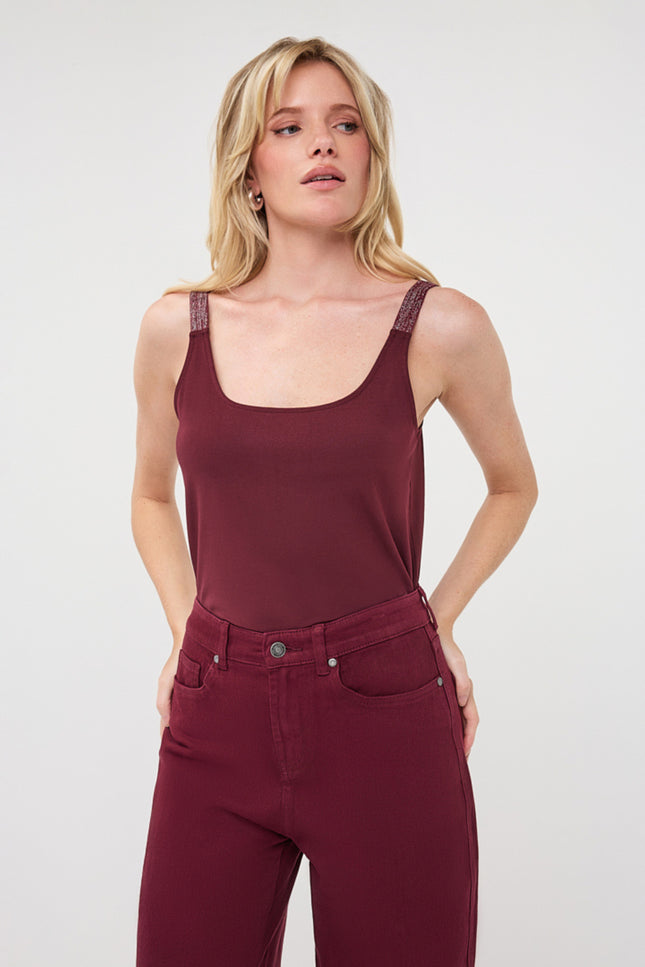 Singlet Lurex Straps Merlot F26.30514