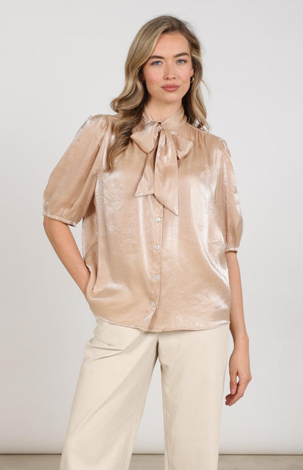 Blouse Alberta Bow Sand NKF02161