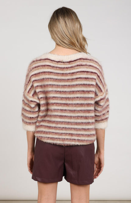 Trui Lucia Stripe Offwhite Rose NKF03075