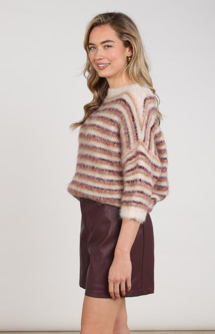 Trui Lucia Stripe Offwhite Rose NKF03075
