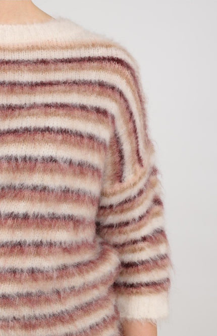 Trui Lucia Stripe Offwhite Rose NKF03075