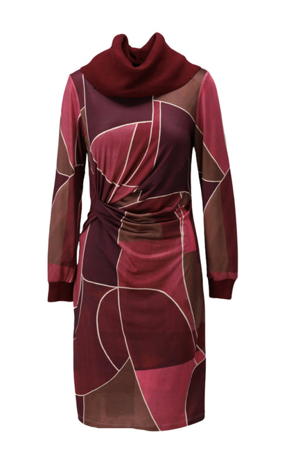 Jurk Rolkraag Met Retro Print D312-P165