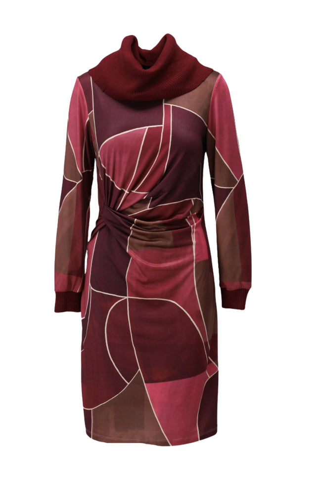 Jurk Rolkraag Met Retro Print D312-P165