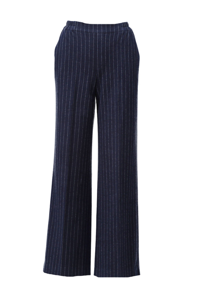 Broek Met Krijtstreep Dark Blue D401L