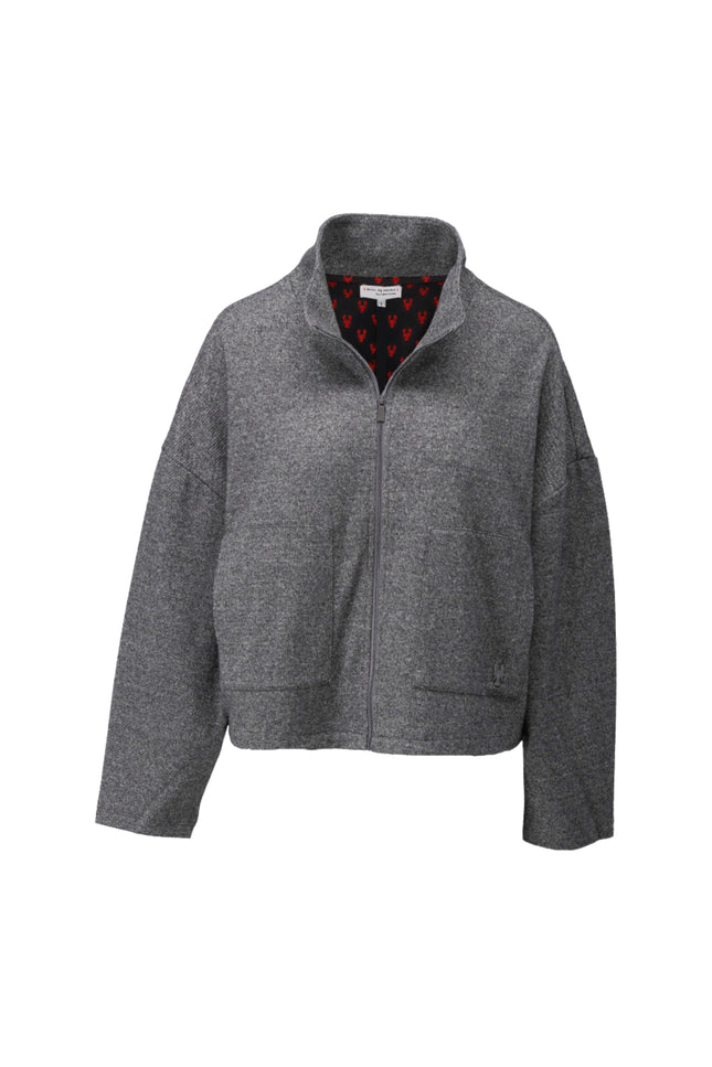 Jacket Met Zakken & Speckle Motief Dark Grey Melange D415L
