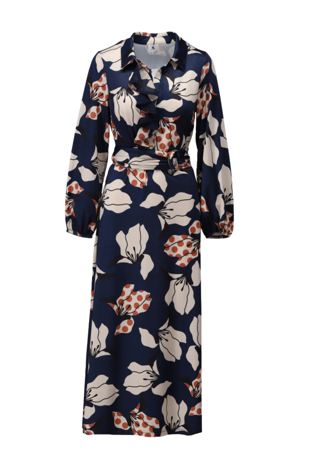 Jurk Maxi Met Ruche En Bloemenprint D300-P151