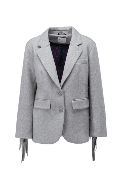 Blazer Met Franjes Grey Melange D509L