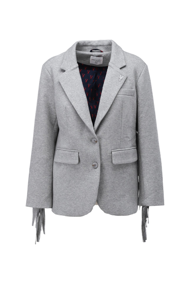 Blazer Met Franjes Grey Melange D509L