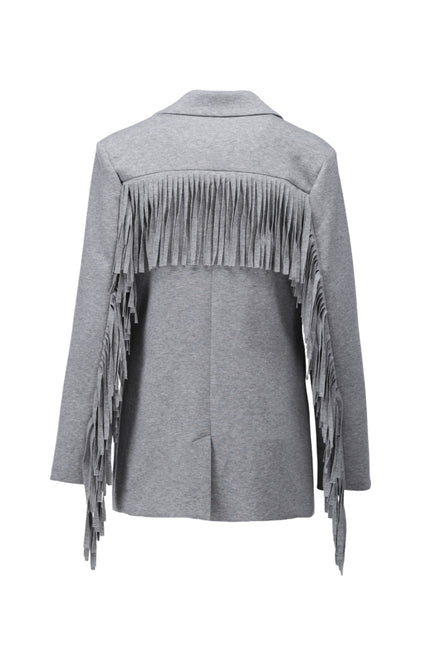Blazer Met Franjes Grey Melange D509L