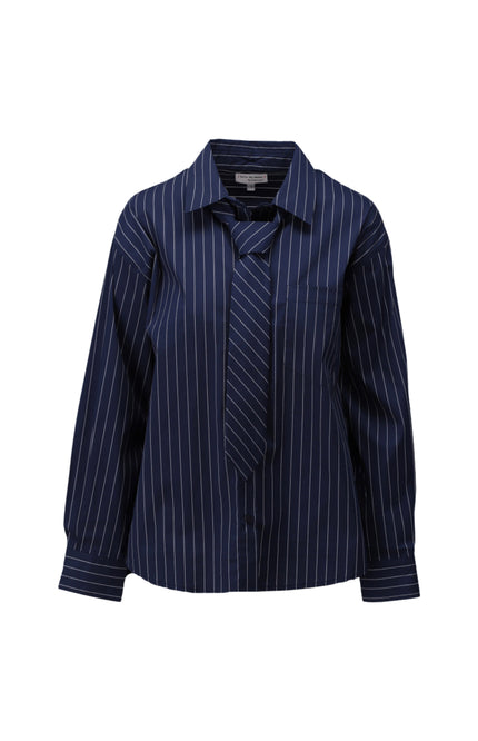 Blouse Met Stropdas Navy D791L
