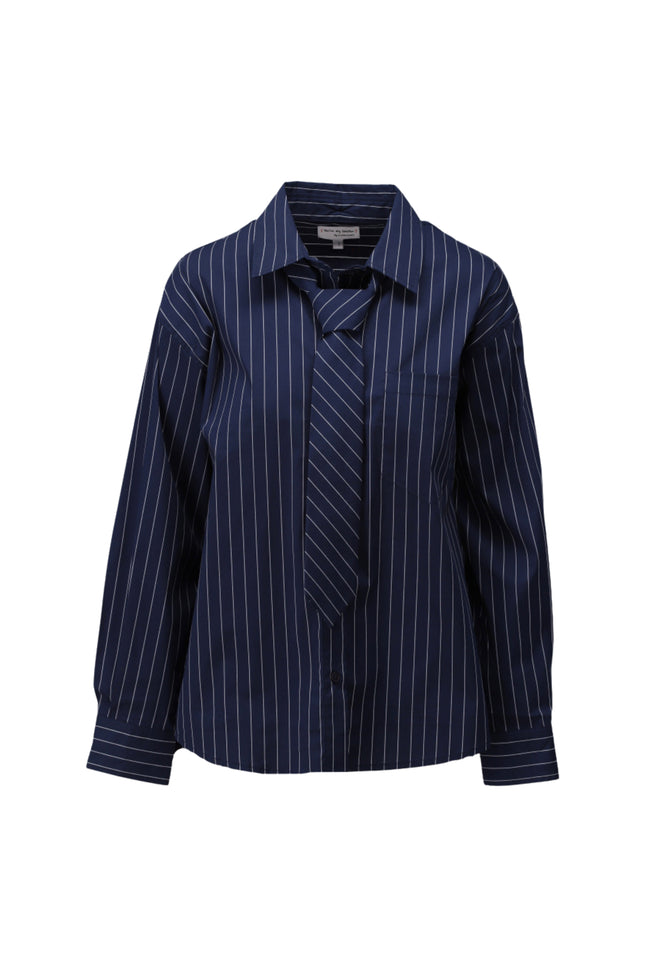 Blouse Met Stropdas Navy D791L