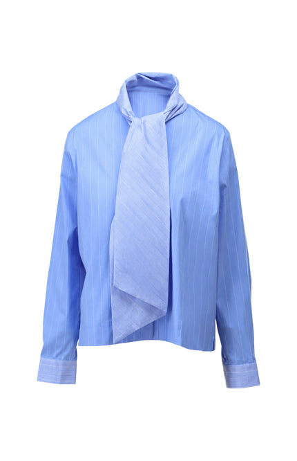 Blouse Met Strikdas Blue D793L