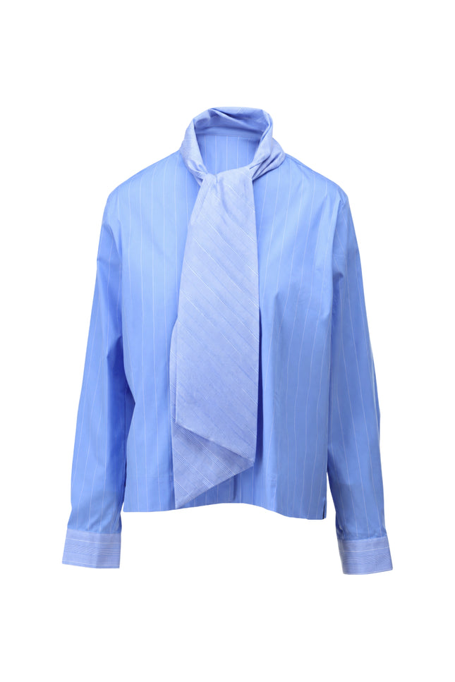 Blouse Met Strikdas Blue D793L