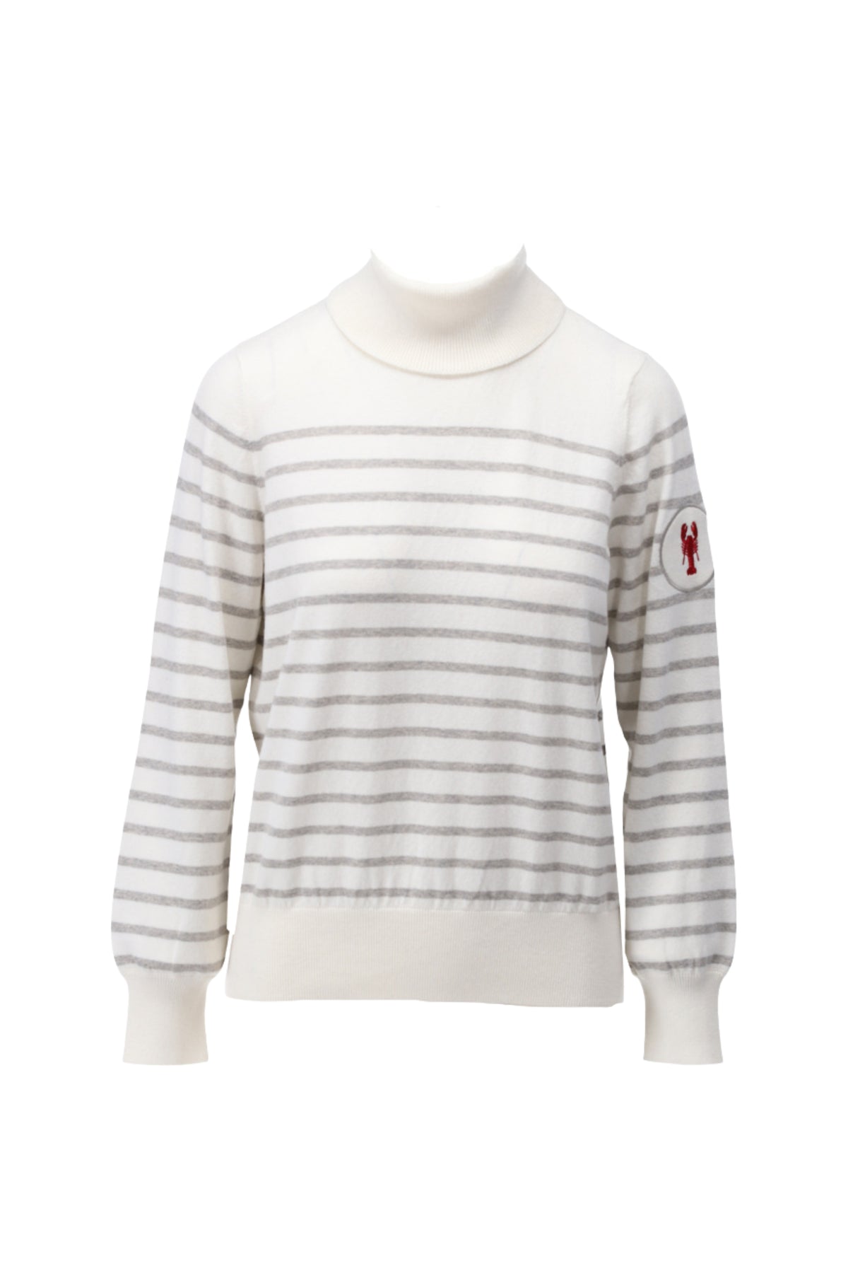 Ecru gestreepte rokkraag trui van You're My Lobster by K-design, zachte stof en stijlvolle details, voor een casual look.