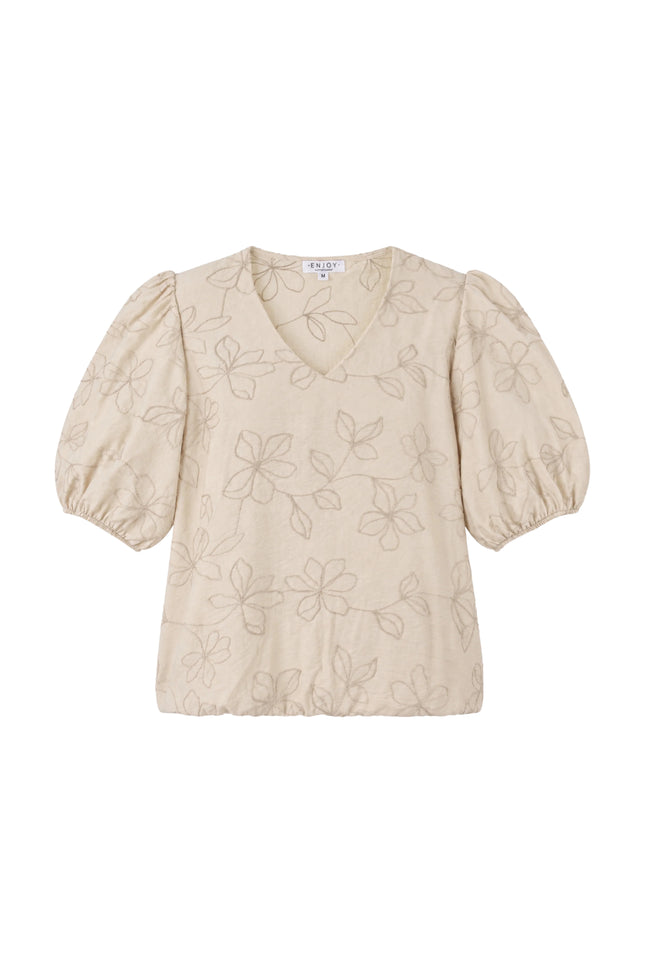 Blouse Bloemborduur Zand 127612