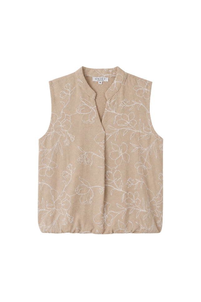 Blouse Bloemenborduur Zand 127626