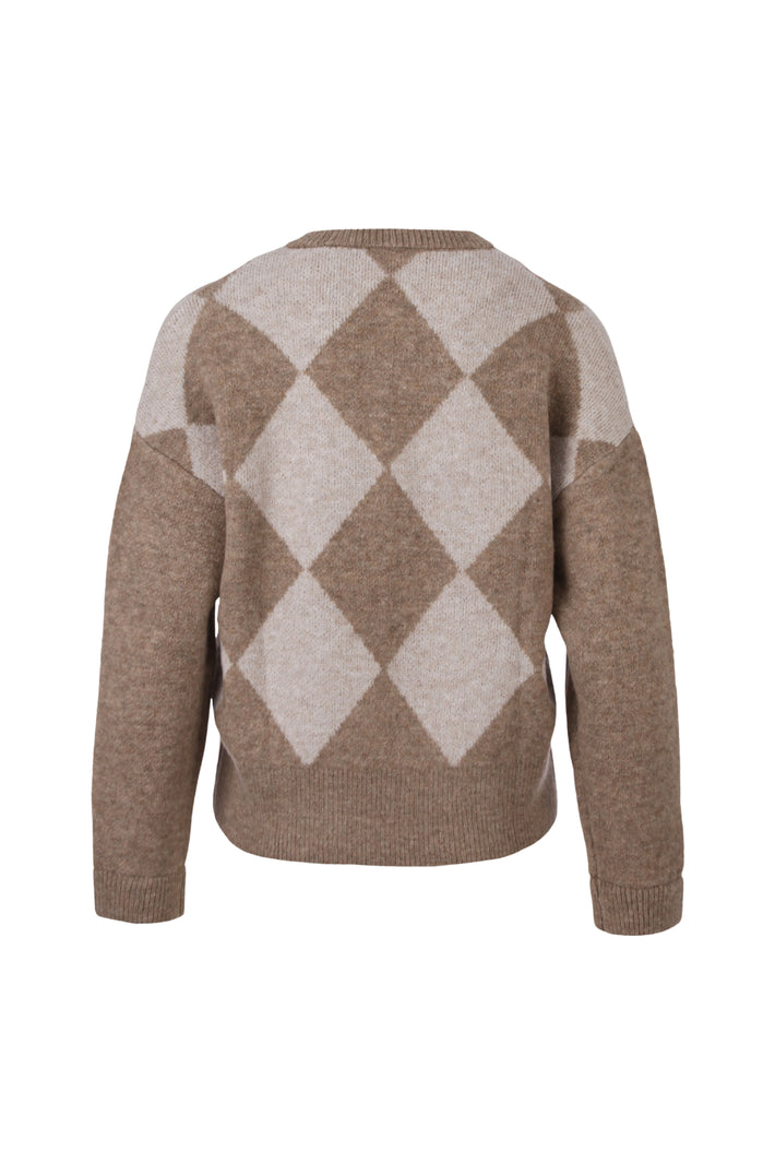 Ontwikkelde zandkleurige Enjoy vest met ruitjespatroon, comfortabel en stijlvol voor casual draagstijl.