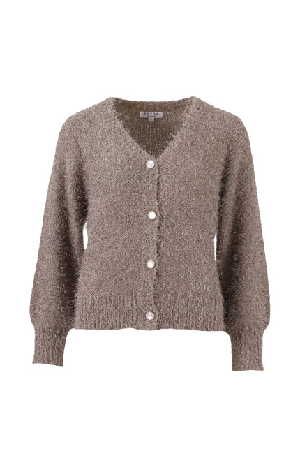 Vest V-hals Fluffy Taupe 426493