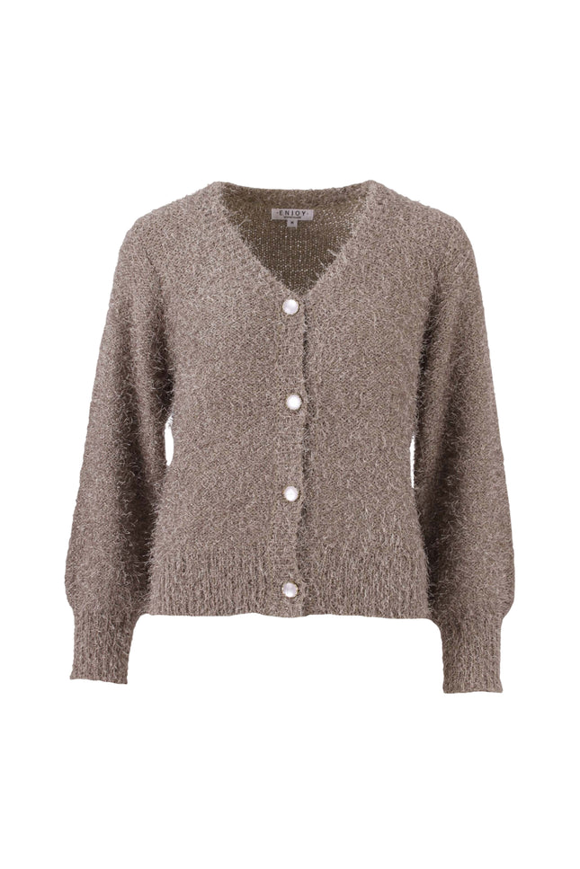 Vest V-hals Fluffy Taupe 426493