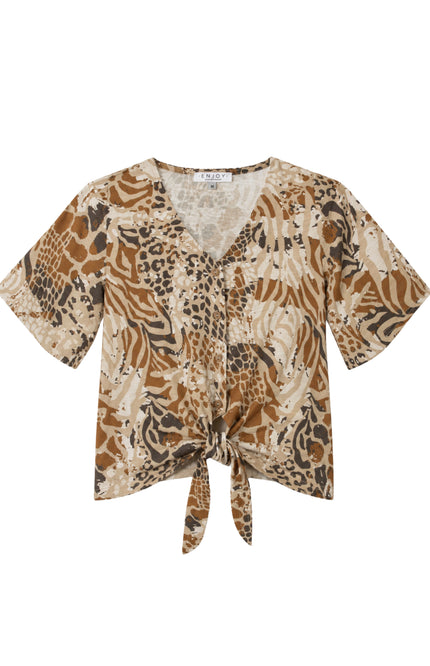 Blouse Strik Dierenprint Zand 166262