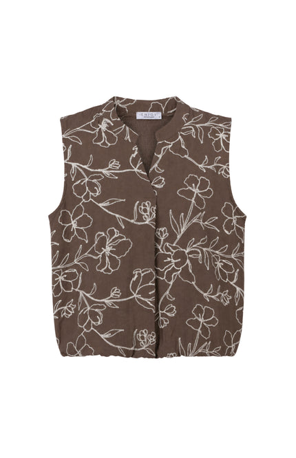 Blouse Bloemenborduur Bruin 127626