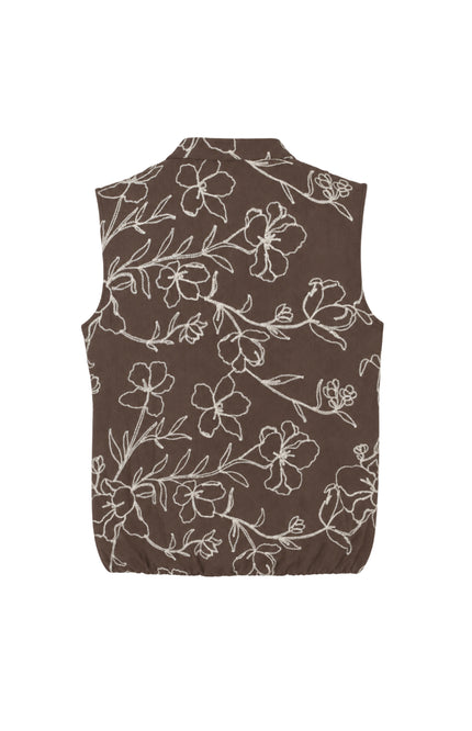 Blouse Bloemenborduur Bruin 127626