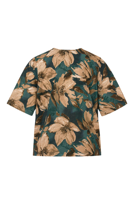 Blouse Strik Bloemenprint Taupe 166689