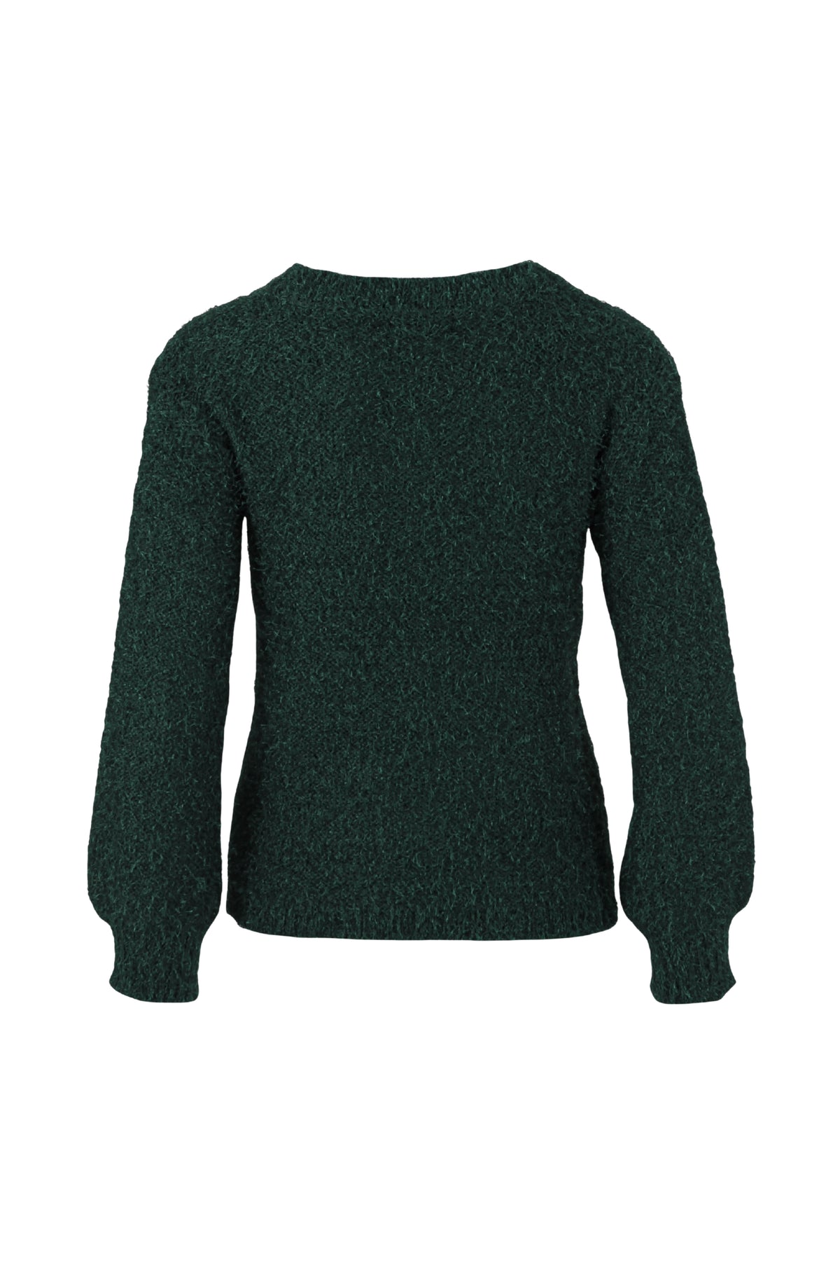 Lichte roze fluffy V-hals vest van Enjoy met bottle-kleuren en zachte textuur, gedragen door een model.