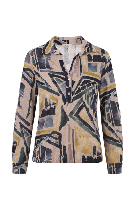 Blouse Polo Grafische Print Zand 472647