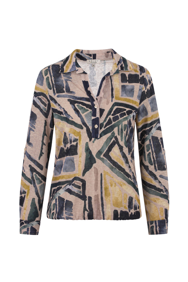 Blouse Polo Grafische Print Zand 472647