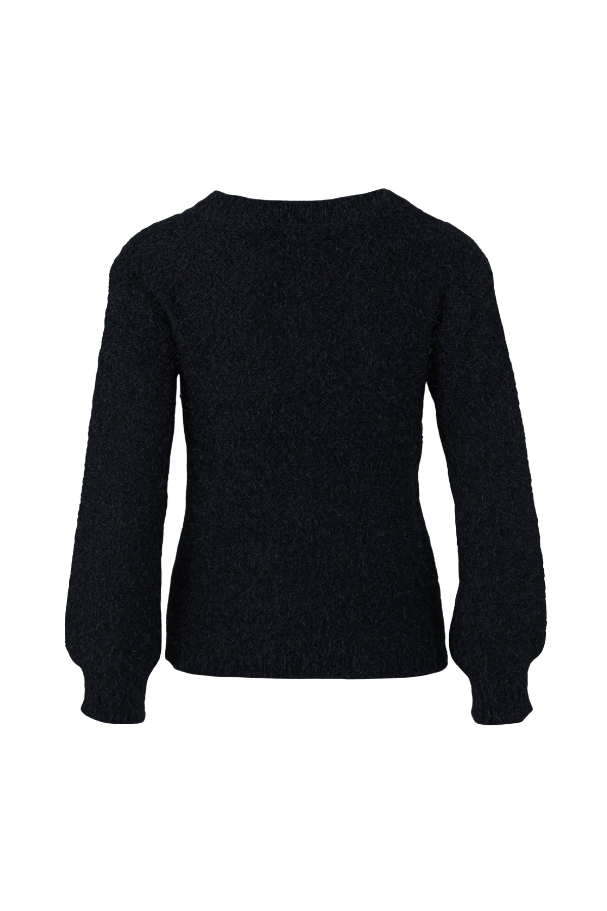 Donkerblauwe fluffy V-hals vest van Enjoy, comfortabel en zacht, zichtbaar op de afbeelding.
