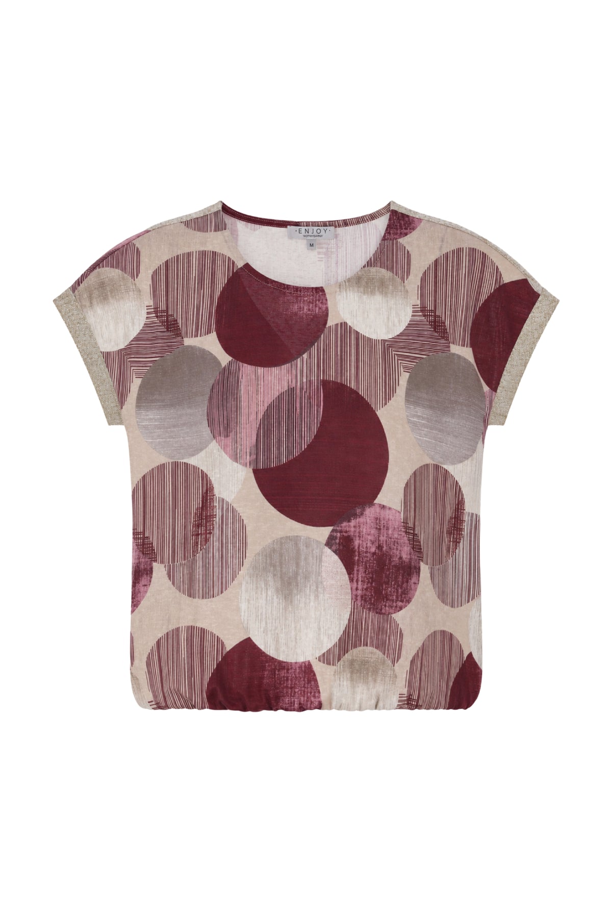 Lichte blouse met all-over print van Enjoy, met lange mouwen en ronde hals, gedragen door een model in een neutrale setting.