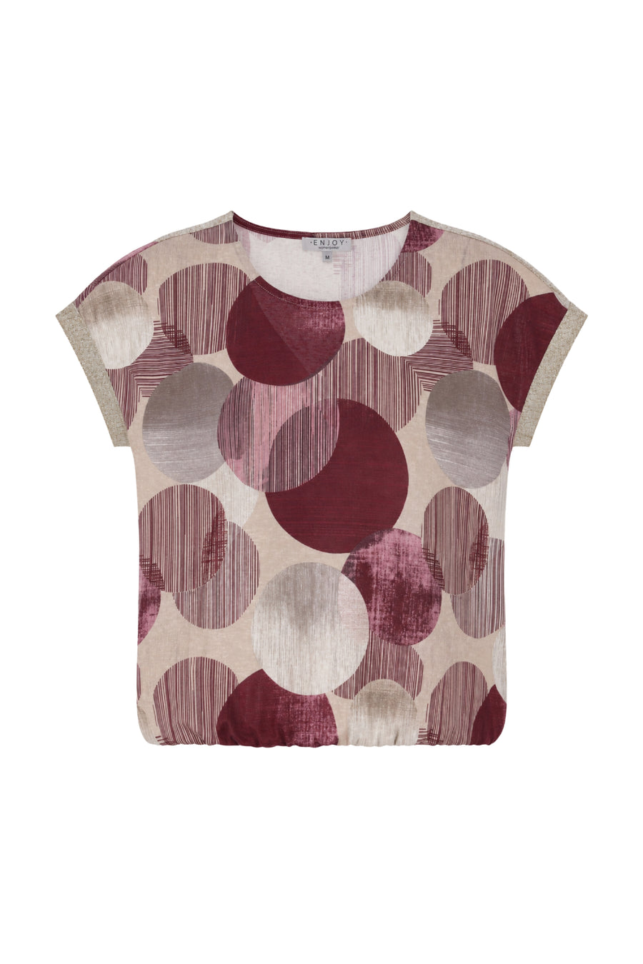 Lichte blouse met all-over print van Enjoy, met lange mouwen en ronde hals, gedragen door een model in een neutrale setting.