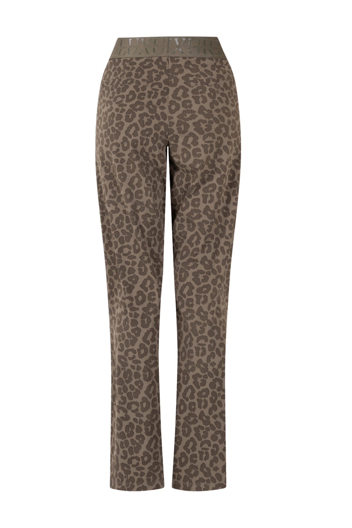 Zoso Mandy groene reisbroek, recht model met elastische taille en zakken, gedragen door een model, op een witte achtergrond