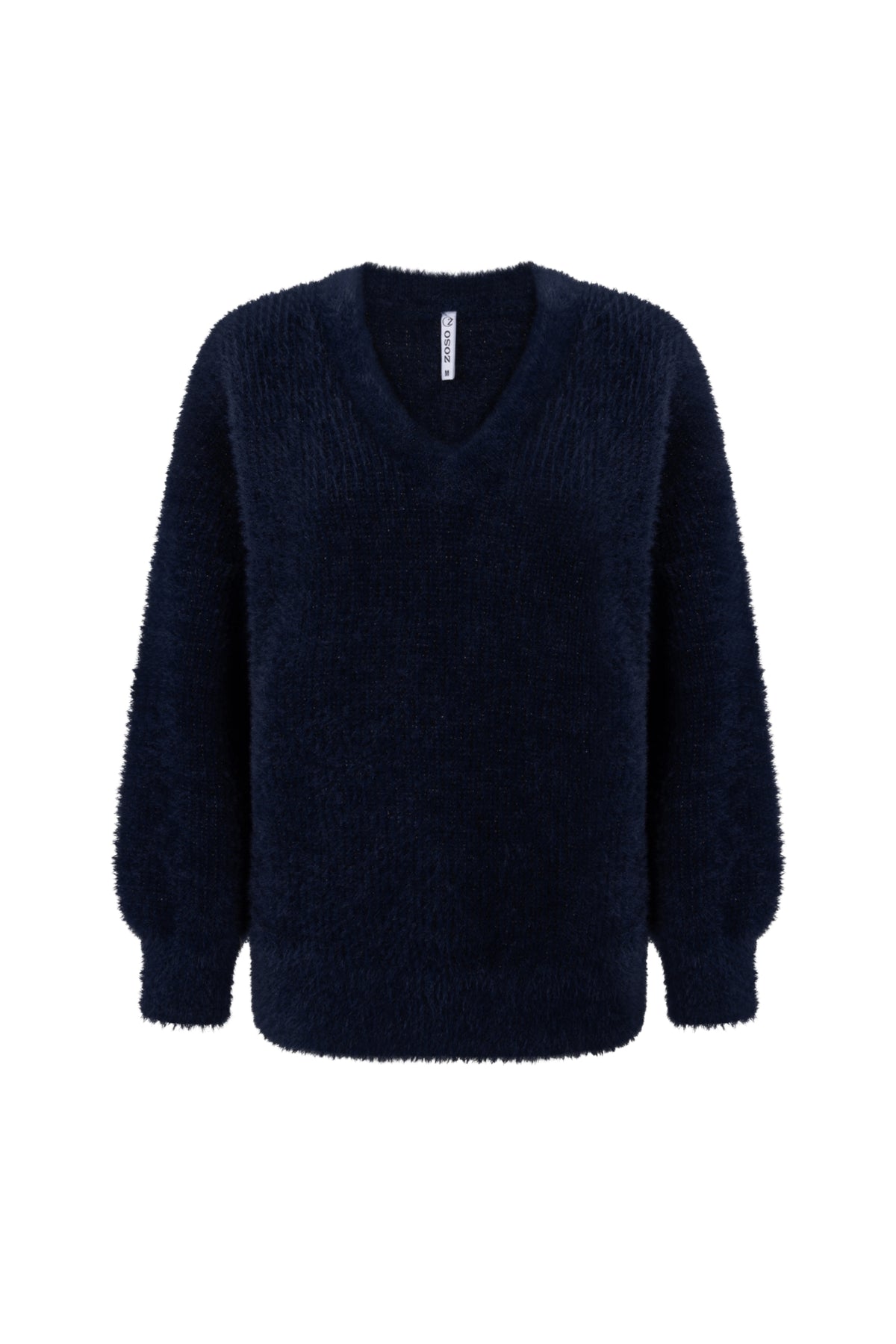 Zoso Monica Navy trui, donkerblauwe katoenen sweater met ronde hals en lange mouwen, casual en comfortabel voor dames.