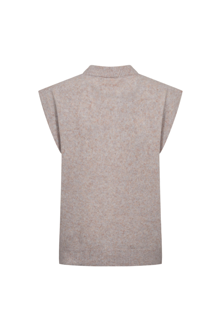 Lichte mauve kleurige Freequent vest met melangetextuur, gedragen door een model, zichtbaar op de afbeelding.