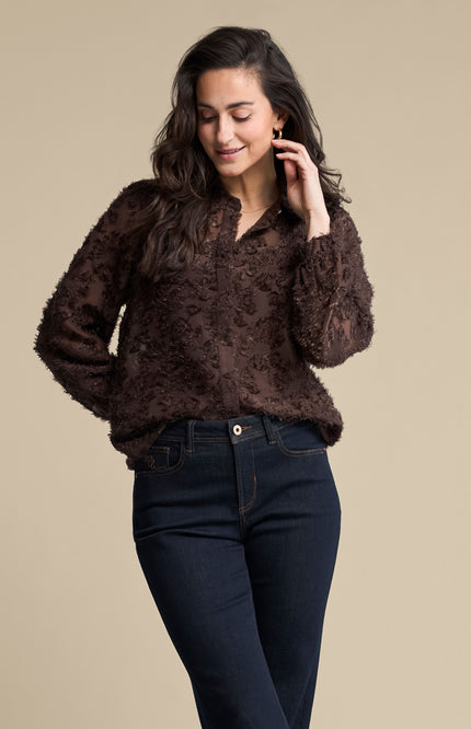 Blouse Fringes Brown SRB5010