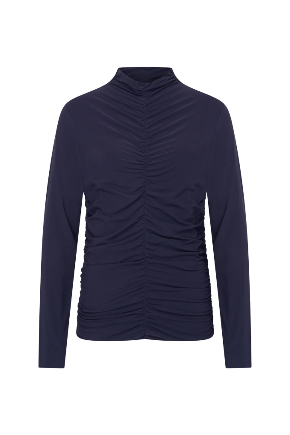 Lichtblauwe reistop van Mi Piace met wriemkeldetail, gedragen door een model, geschikt voor casual en vakantie outfits.