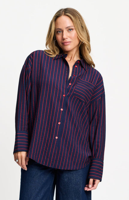 Blouse Beau Twill Striped Blue SP9796