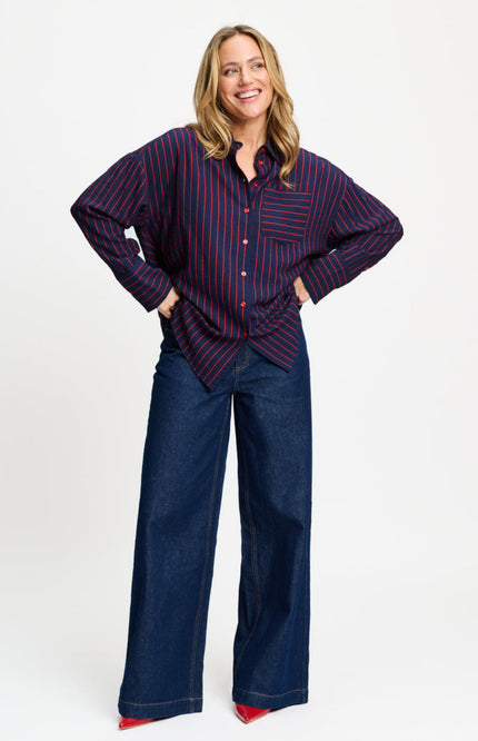 Blouse Beau Twill Striped Blue SP9796