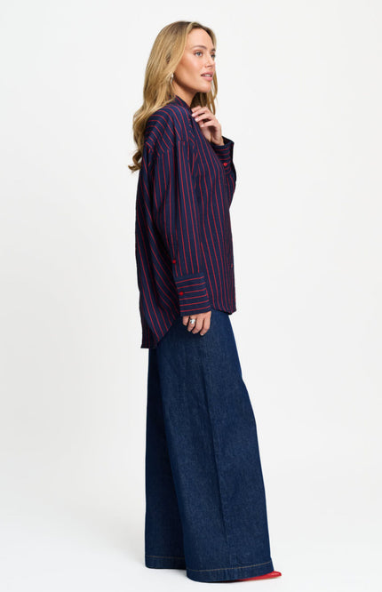 Blouse Beau Twill Striped Blue SP9796