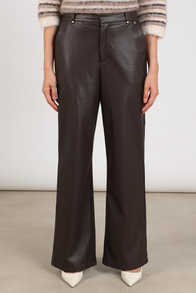 Broek Beverly PU Chocolate NKF09101