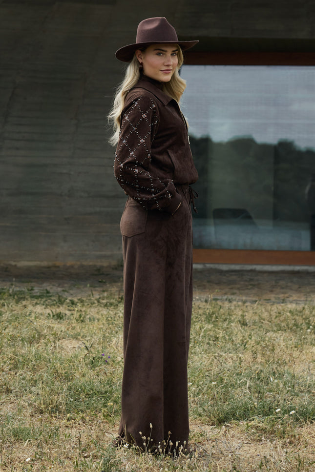 Broek Bertie Suede Chocolate NKF09109