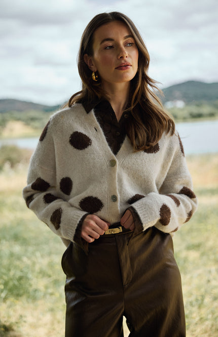 Vest Laure Dots Offwhite Chocolate NKF05031