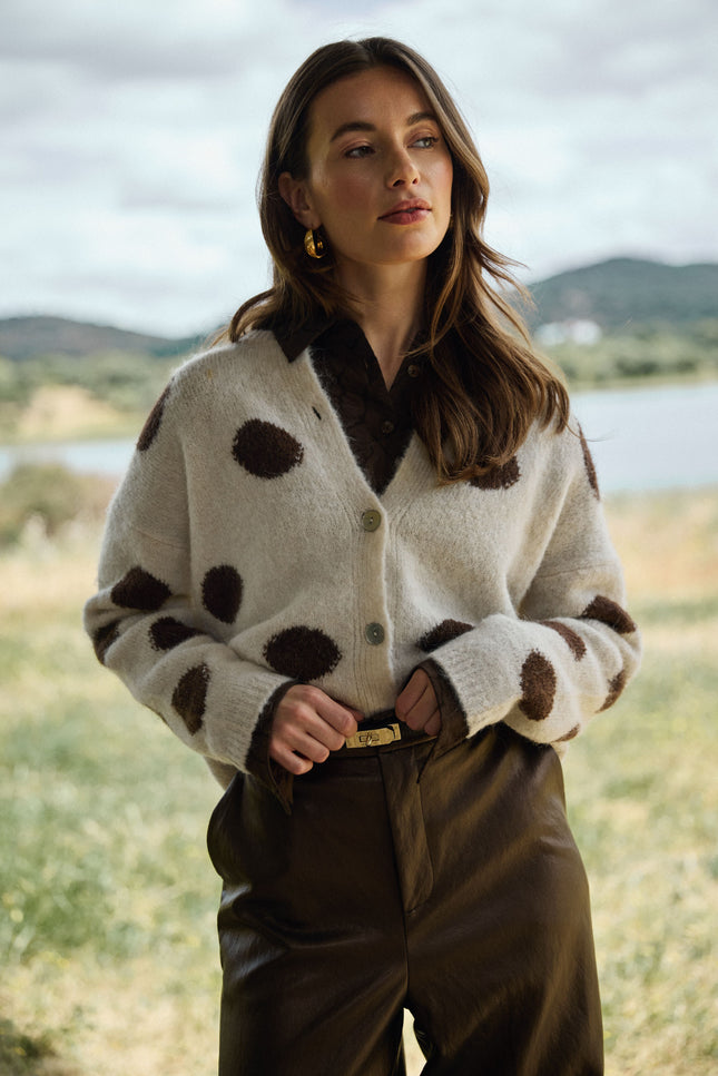 Vest Laure Cardigan Dots Offwhite Chocolate NKF05031