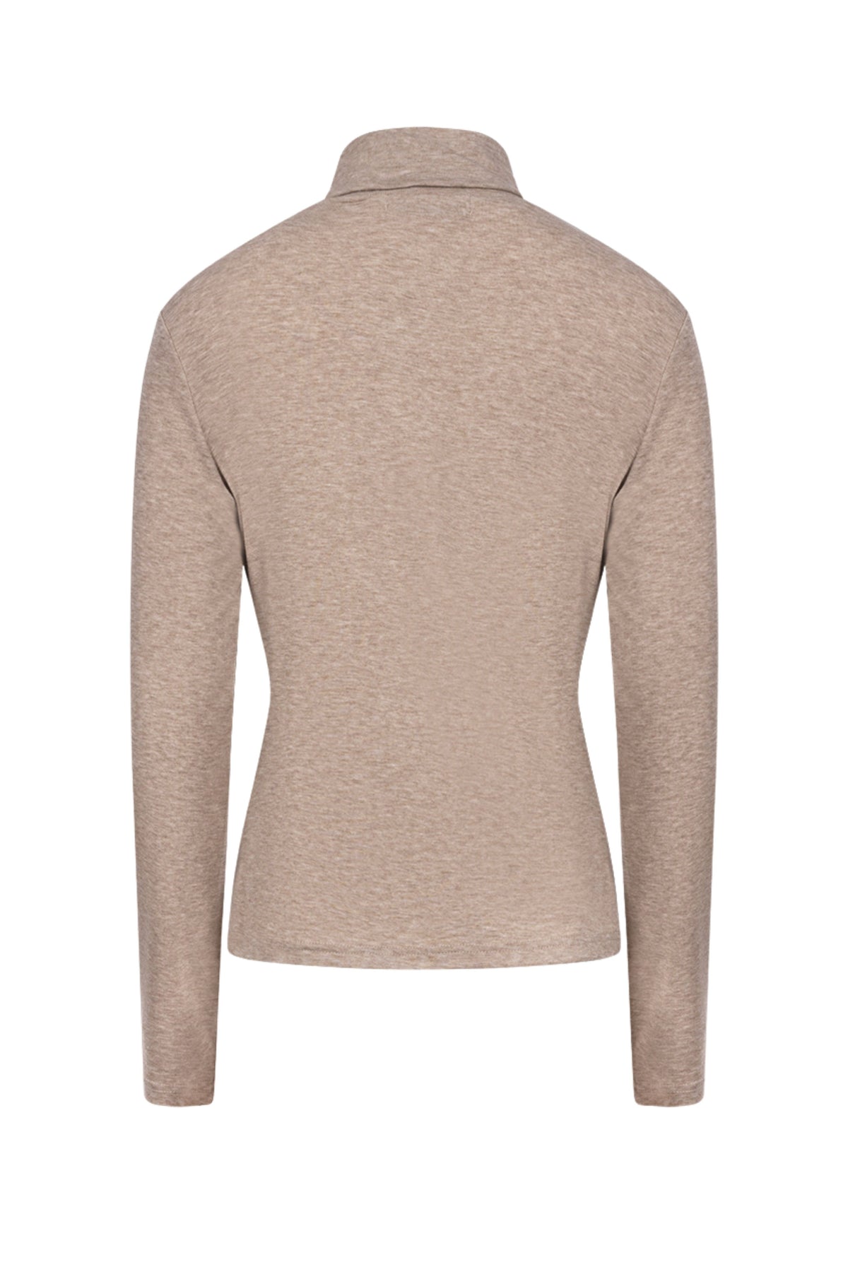 Taupe Nukus Ginny trui met lange mouwen en ronde hals, comfortabel en stijlvol voor dagelijks gebruik.