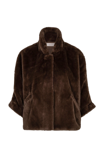 Poncho Coat Faux Fur Coffee W26.37704
