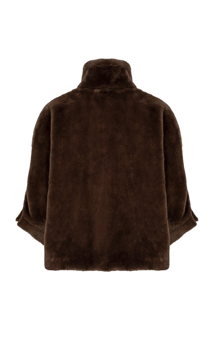 Poncho Coat Faux Fur Coffee W26.37704