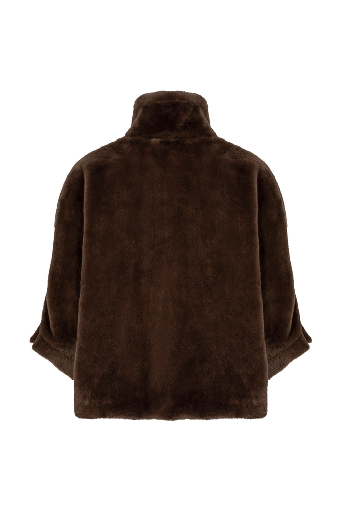 Lichte poncho jas van EsQualo met nepbont, in koffiebruin, met losse pasvorm en stijlvolle details.